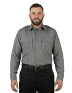 Polyester 4 Pocket Hidden Zipper Uniform Shirt with Underarm Mesh - Long Sleeve