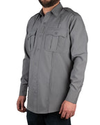 Polyester 4 Pocket Hidden Zipper Uniform Shirt with Underarm Mesh - Long Sleeve