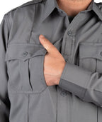 Polyester 4 Pocket Hidden Zipper Uniform Shirt with Underarm Mesh - Long Sleeve