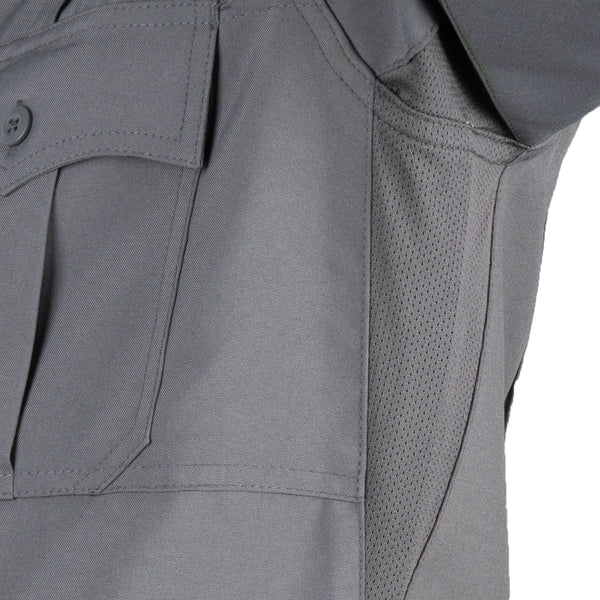 Polyester 4 Pocket Hidden Zipper Uniform Shirt with Underarm Mesh - Long Sleeve