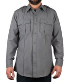 Polyester 4 Pocket Hidden Zipper Uniform Shirt with Underarm Mesh - Long Sleeve