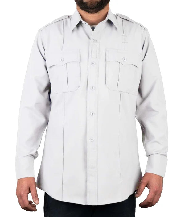 Polyester 4 Pocket Hidden Zipper Uniform Shirt with Underarm Mesh - Long Sleeve