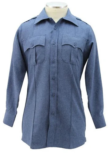 Polyester 4 Pocket Hidden Zipper Uniform Shirt with Underarm Mesh - Long Sleeve