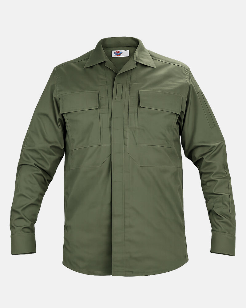 Long Sleeve Zippered Tactical Poly Cotton Rip-Stop BDU Shirt