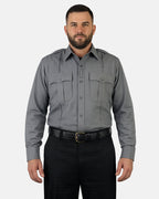 Polyester 4 Pocket Hidden Zipper Uniform Shirt with Underarm Mesh - Long Sleeve