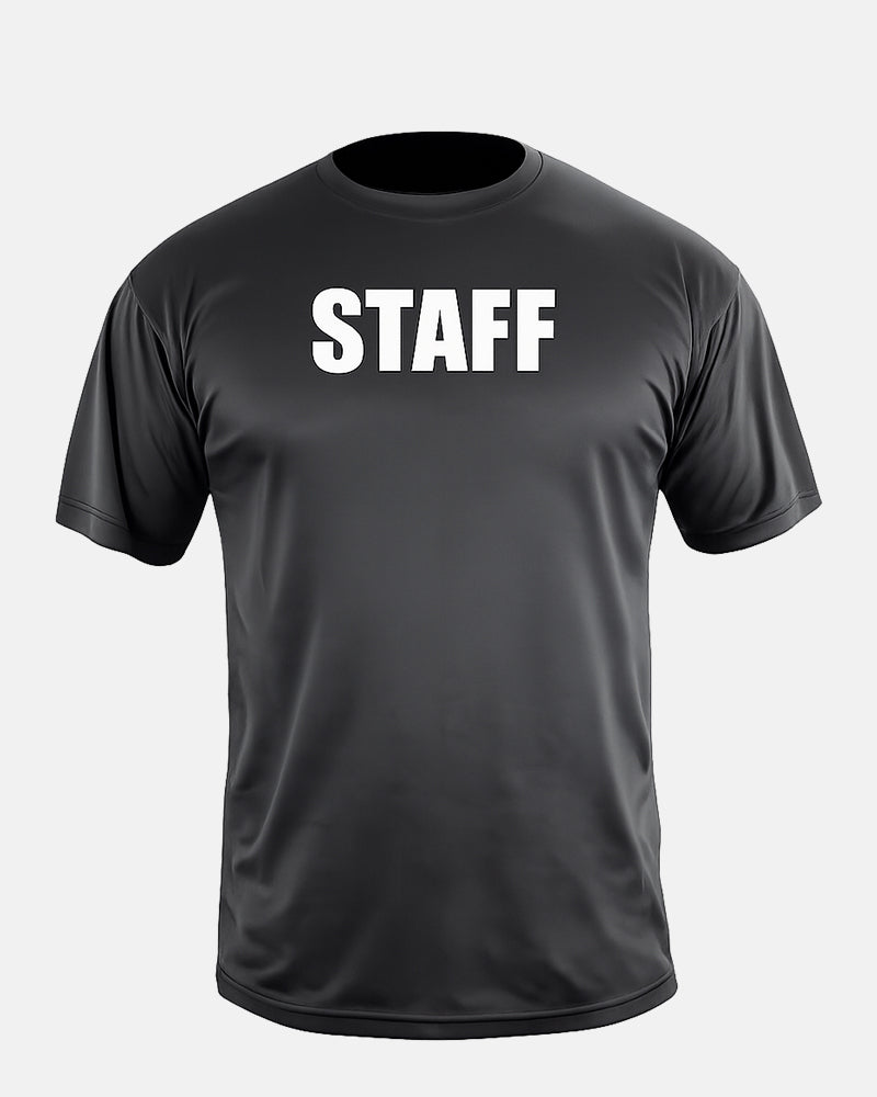 100% POLYESTER POLICE, SHERIFF AND STAFF BLACK T-SHIRT