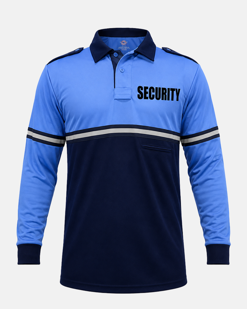 100% POLYESTER SECURITY TWO TONE BIKE PATROL SHIRT WITH ZIPPER POCKET - LONG SLEEVE