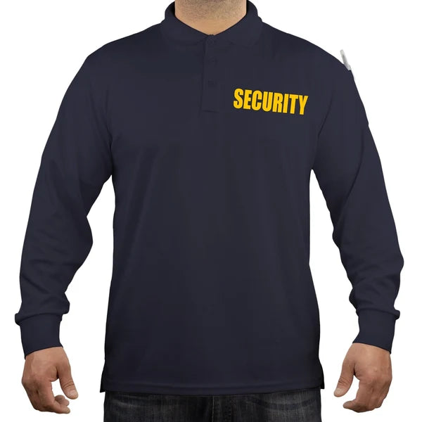 100% Polyester Security Tactical Performance Polo Long Sleeve Shirt