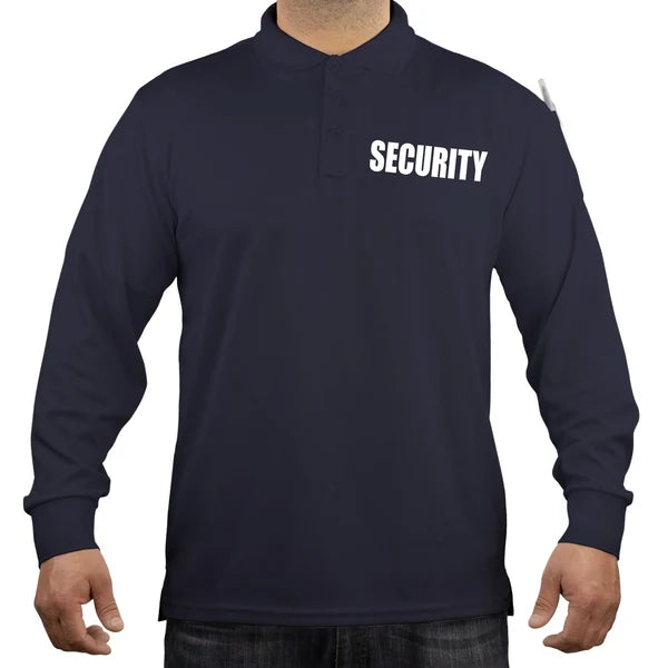 100% Polyester Security Tactical Performance Polo Long Sleeve Shirt
