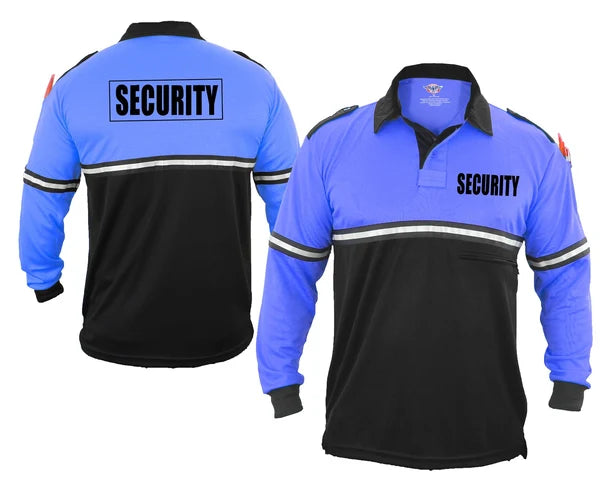 100% POLYESTER SECURITY TWO TONE BIKE PATROL SHIRT WITH ZIPPER POCKET - LONG SLEEVE