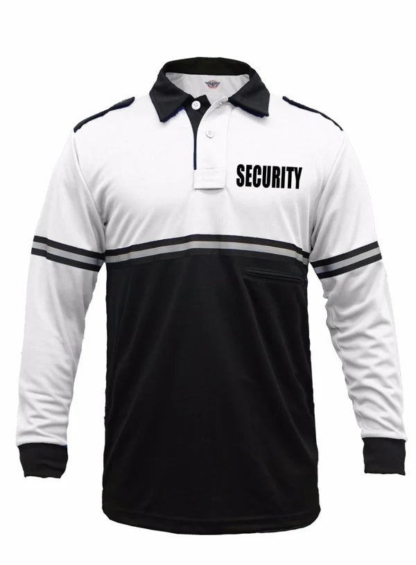 100% POLYESTER SECURITY TWO TONE BIKE PATROL SHIRT WITH ZIPPER POCKET - LONG SLEEVE