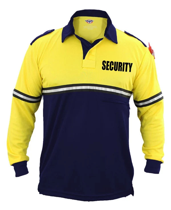 100% POLYESTER SECURITY TWO TONE BIKE PATROL SHIRT WITH ZIPPER POCKET - LONG SLEEVE