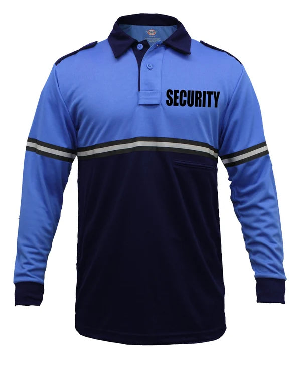100% POLYESTER SECURITY TWO TONE BIKE PATROL SHIRT WITH ZIPPER POCKET - LONG SLEEVE