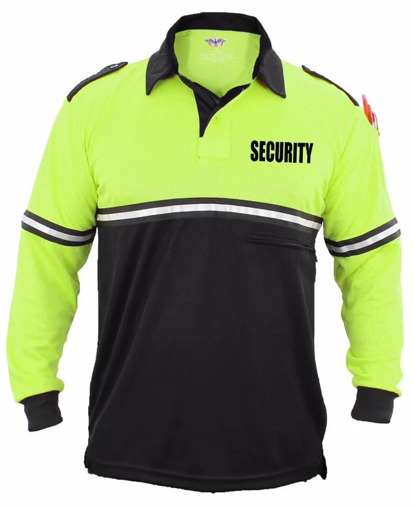 100% POLYESTER SECURITY TWO TONE BIKE PATROL SHIRT WITH ZIPPER POCKET - LONG SLEEVE
