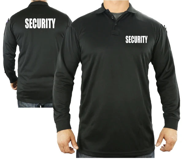 100% Polyester Security Tactical Performance Polo Long Sleeve Shirt